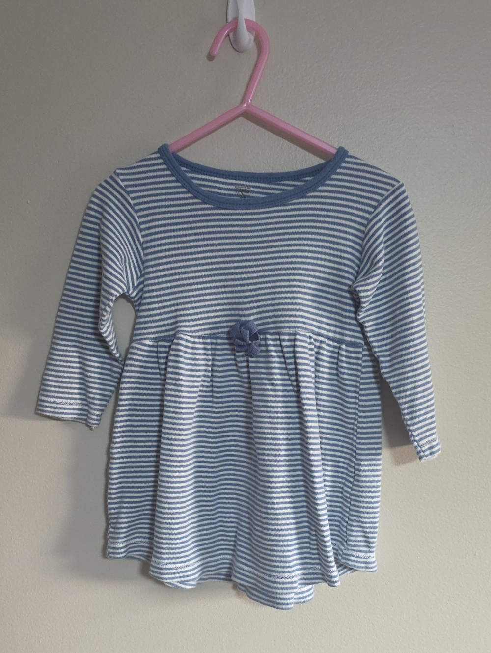 Blue & White Striped Long-Sleeve Girls’ Tunic Top